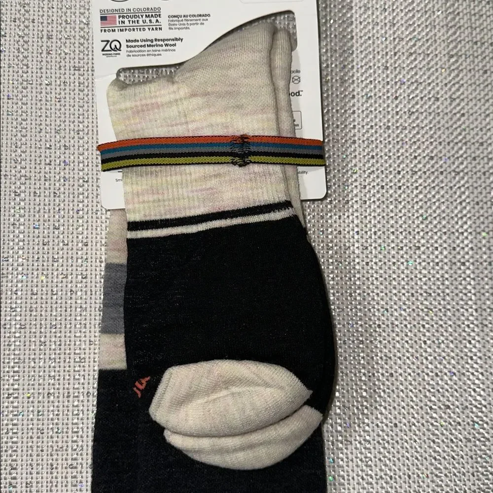 SmartWool XL Black Ivory Moonbeam Snowboard Targeted Cushion Wool Blend Socks